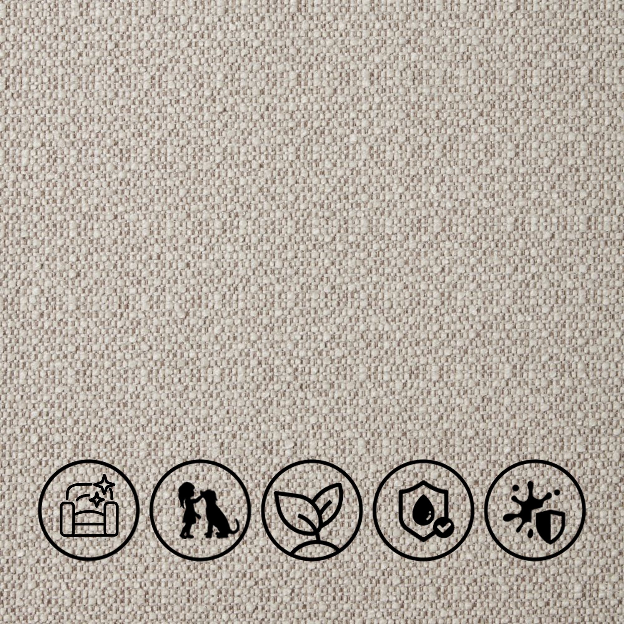 Luxury EasyClean Bouclé EasyCare, Eco Friendly, Family Friendly, Stain Resistant, Waterproof Composition: 100% Polyester (77% Recycled) Seattle is a durable, easy-care boucle-like fabric with waterproof and stain-resistant technology, making spills effortless to clean. Its subtle woven pattern adds texture and style, while being environmentally friendly, perfect for family-friendly, practical interiors. Luxury EasyClean Bouclé EasyCare, Eco Friendly, Family Friendly, Stain Resistant, Waterproof Composition: 100% Polyester (77% Recycled) Seattle is a durable, easy-care boucle-like fabric with waterproof and stain-resistant technology, making spills effortless to clean. Its subtle woven pattern adds texture and style, while being environmentally friendly, perfect for family-friendly, practical interiors.